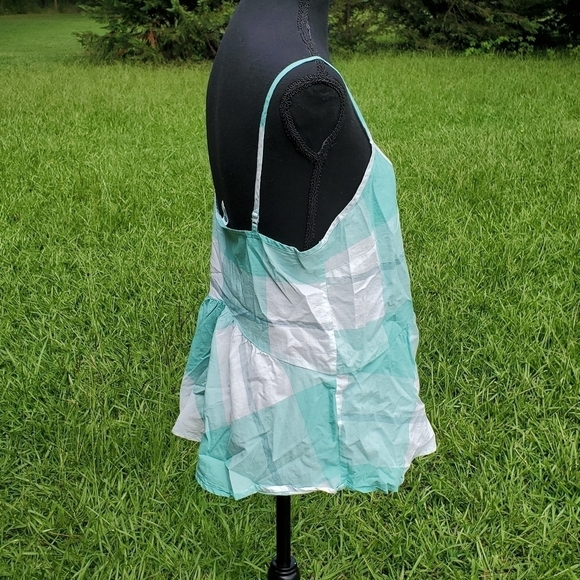 OLD NAVY Spaghetti Stripe Aqua & White Block Tanktop - Size Small - Picture 2 of 5